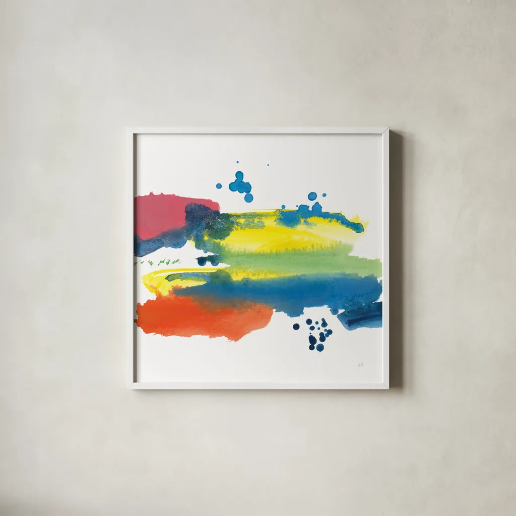 Jewel Abstraction III by Chris Paschke. Shown in a crisp white glass frame for a clean and minimalist style. Available as an archival giclee rolled canvas, fine art paper, or poster print. SKU 80137a.