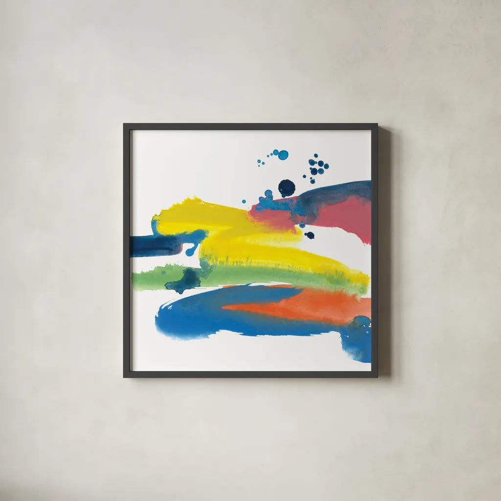 Jewel Abstraction IV by Chris Paschke. Shown in a sleek black glass frame for a contemporary gallery look. Available as an archival giclee rolled canvas, fine art paper, or poster print. SKU 80138a.