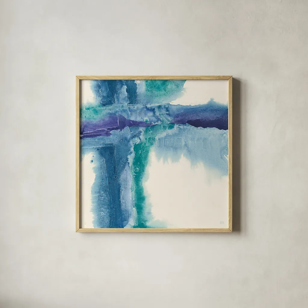 Jewel Tones I by Chris Paschke. Shown in a natural wood glass frame for a timeless modern aesthetic. Available as an archival giclee rolled canvas, fine art paper, or poster print. SKU 16799a.