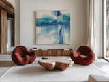 Jewel Tones II by Chris Paschke. Shown as extra-large giant wall art in a modern living room. Available as an archival giclee rolled canvas, fine art paper, or poster print. SKU 16800a.