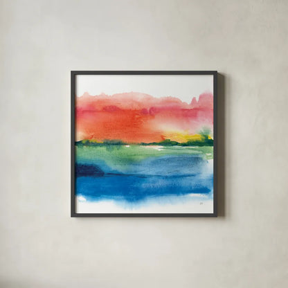 Jewel Waterway I by Chris Paschke. Shown in a sleek black glass frame for a contemporary gallery look. Available as an archival giclee rolled canvas, fine art paper, or poster print. SKU 80127a.