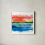 Jewel Waterway I by Chris Paschke. Shown in a crisp white glass frame for a clean and minimalist style. Available as an archival giclee rolled canvas, fine art paper, or poster print. SKU 80127a.