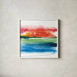 Jewel Waterway II by Chris Paschke. Shown in a crisp white glass frame for a clean and minimalist style. Available as an archival giclee rolled canvas, fine art paper, or poster print. SKU 80128a.