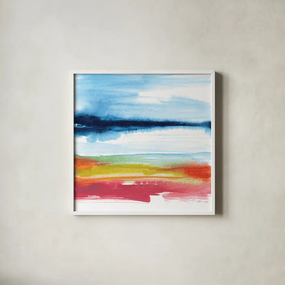 Jewel Waterway III by Chris Paschke. Shown in a crisp white glass frame for a clean and minimalist style. Available as an archival giclee rolled canvas, fine art paper, or poster print. SKU 80129a.