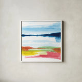 Jewel Waterway IV by Chris Paschke. Shown in a crisp white glass frame for a clean and minimalist style. Available as an archival giclee rolled canvas, fine art paper, or poster print. SKU 80130a.