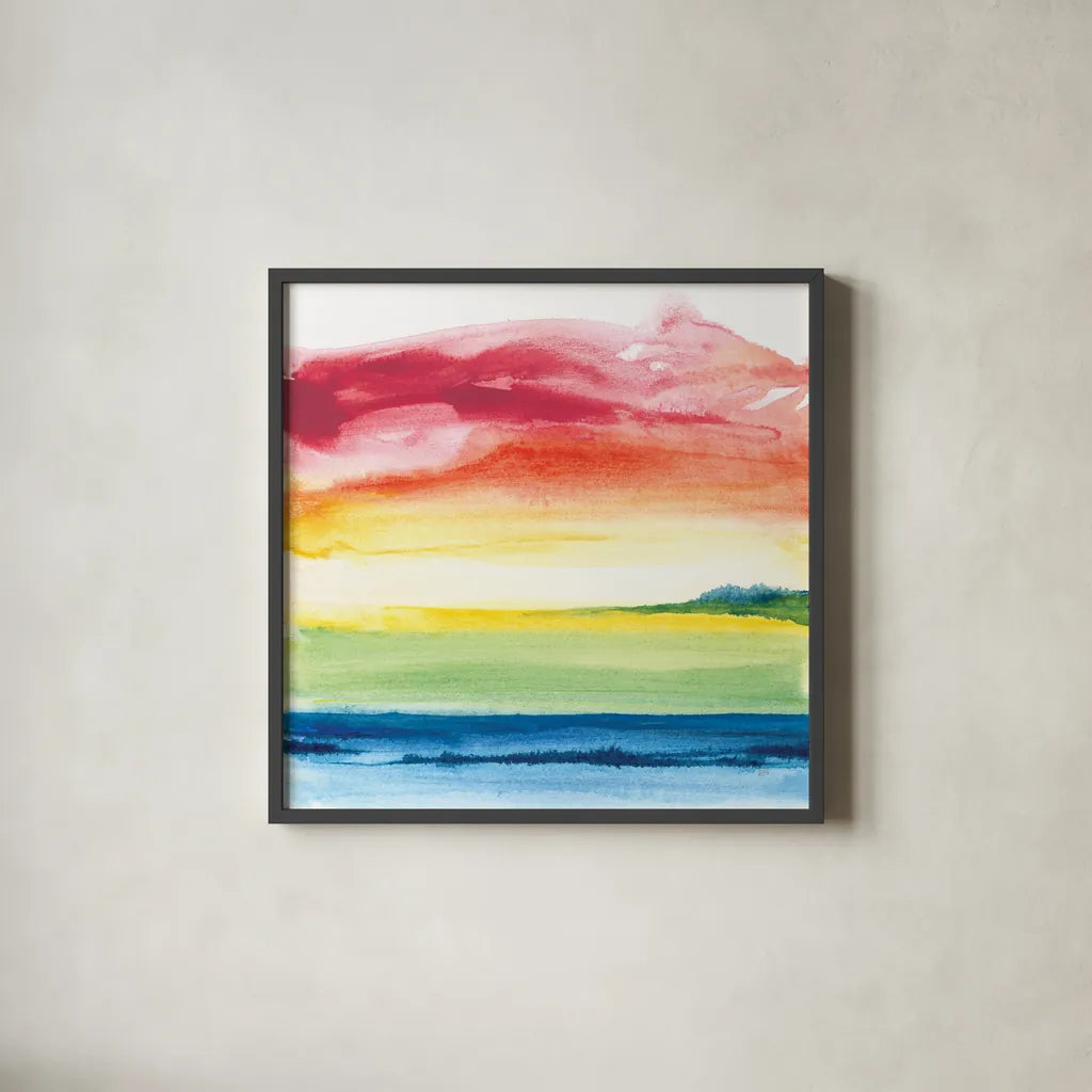 Jewel Waterway VI by Chris Paschke. Shown in a sleek black glass frame for a contemporary gallery look. Available as an archival giclee rolled canvas, fine art paper, or poster print. SKU 80132a.