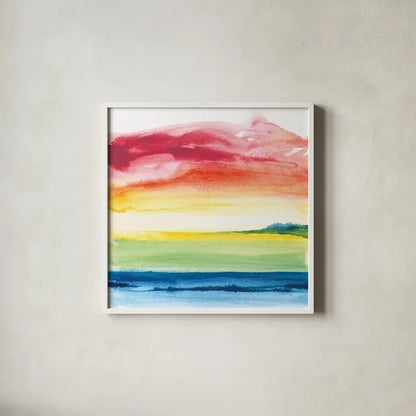 Jewel Waterway VI by Chris Paschke. Shown in a crisp white glass frame for a clean and minimalist style. Available as an archival giclee rolled canvas, fine art paper, or poster print. SKU 80132a.