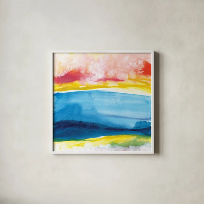 Jewel Waterway VII by Chris Paschke. Shown in a crisp white glass frame for a clean and minimalist style. Available as an archival giclee rolled canvas, fine art paper, or poster print. SKU 80133a.