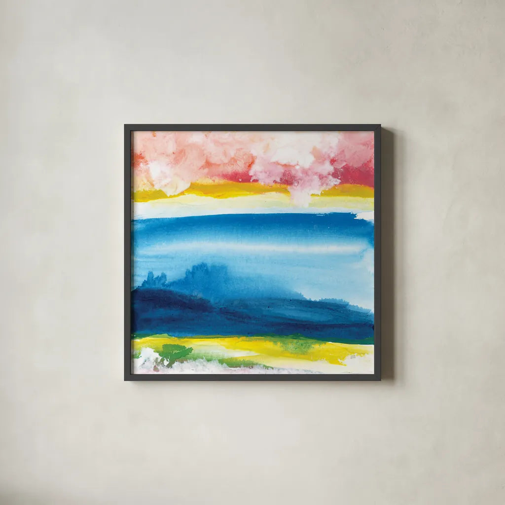 Jewel Waterway VIII by Chris Paschke. Shown in a sleek black glass frame for a contemporary gallery look. Available as an archival giclee rolled canvas, fine art paper, or poster print. SKU 80134a.