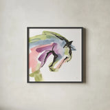 Kings Horses I by Chris Paschke. Shown in a sleek black glass frame for a contemporary gallery look. Available as an archival giclee rolled canvas, fine art paper, or poster print. SKU 98221a.