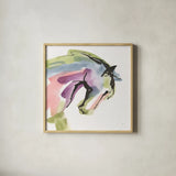 Kings Horses I by Chris Paschke. Shown in a natural wood glass frame for a timeless modern aesthetic. Available as an archival giclee rolled canvas, fine art paper, or poster print. SKU 98221a.