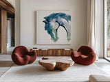 Kings Horses II Cool by Chris Paschke. Shown as extra-large giant wall art in a modern living room. Available as an archival giclee rolled canvas, fine art paper, or poster print. SKU 100460a.