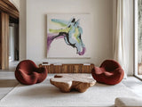 Kings Horses III by Chris Paschke. Shown as extra-large giant wall art in a modern living room. Available as an archival giclee rolled canvas, fine art paper, or poster print. SKU 98223a.