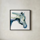 Kings Horses III Cool by Chris Paschke. Shown in a sleek black glass frame for a contemporary gallery look. Available as an archival giclee rolled canvas, fine art paper, or poster print. SKU 100461a.