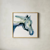 Kings Horses III Cool by Chris Paschke. Shown in a natural wood glass frame for a timeless modern aesthetic. Available as an archival giclee rolled canvas, fine art paper, or poster print. SKU 100461a.