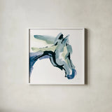 Kings Horses III Cool by Chris Paschke. Shown in a crisp white glass frame for a clean and minimalist style. Available as an archival giclee rolled canvas, fine art paper, or poster print. SKU 100461a.