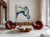 Kings Horses III Cool by Chris Paschke. Shown as extra-large giant wall art in a modern living room. Available as an archival giclee rolled canvas, fine art paper, or poster print. SKU 100461a.