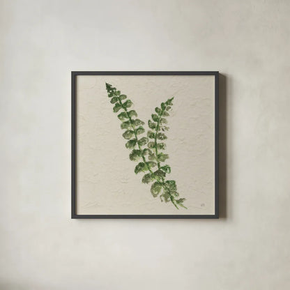 Kozo Fern III by Chris Paschke. Shown in a sleek black glass frame for a contemporary gallery look. Available as an archival giclee rolled canvas, fine art paper, or poster print. SKU 95416a.