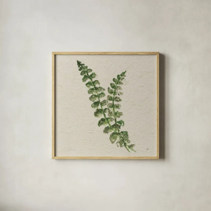 Kozo Fern III by Chris Paschke. Shown in a natural wood glass frame for a timeless modern aesthetic. Available as an archival giclee rolled canvas, fine art paper, or poster print. SKU 95416a.