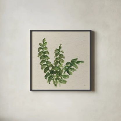 Kozo Fern IV by Chris Paschke. Shown in a sleek black glass frame for a contemporary gallery look. Available as an archival giclee rolled canvas, fine art paper, or poster print. SKU 95417a.