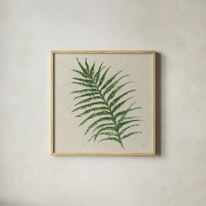 Kozo Fern VII by Chris Paschke. Shown in a natural wood glass frame for a timeless modern aesthetic. Available as an archival giclee rolled canvas, fine art paper, or poster print. SKU 95420a.