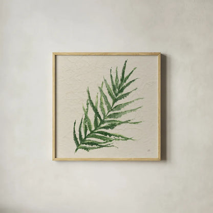Kozo Fern VIII by Chris Paschke. Shown in a natural wood glass frame for a timeless modern aesthetic. Available as an archival giclee rolled canvas, fine art paper, or poster print. SKU 95421a.