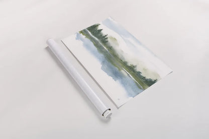 Lake Fog I by Chris Paschke. shown as a rolled paper print. Available as archival giclee rolled canvas, fine art paper, or poster print. SKU 83101i.