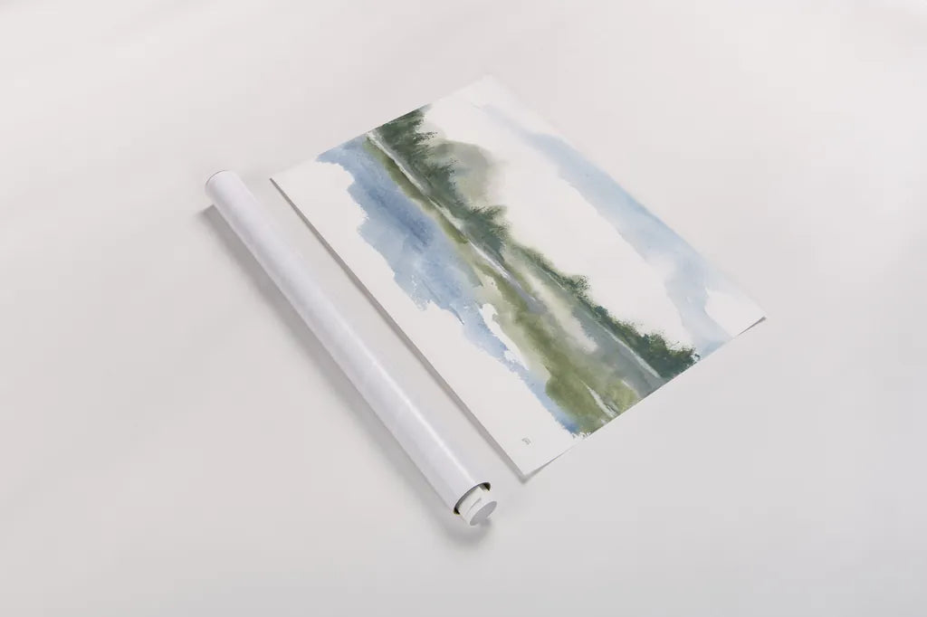 Lake Fog II by Chris Paschke. shown as a rolled paper print. Available as archival giclee rolled canvas, fine art paper, or poster print. SKU 83102i.