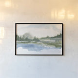 Lake Fog II by Chris Paschke. shown as a paper print in a black flame. Available as a archival giclee rolled canvas, fine art paper, or poster print. SKU 83102i.