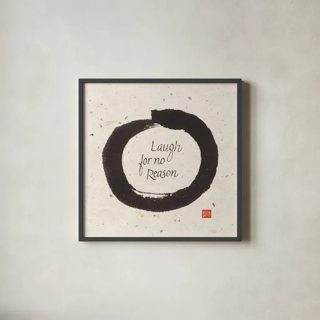 Laugh for No by Chris Paschke. Shown in a sleek black glass frame for a contemporary gallery look. Available as an archival giclee rolled canvas, fine art paper, or poster print. SKU 1397a.