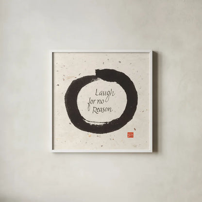 Laugh for No by Chris Paschke. Shown in a crisp white glass frame for a clean and minimalist style. Available as an archival giclee rolled canvas, fine art paper, or poster print. SKU 1397a.