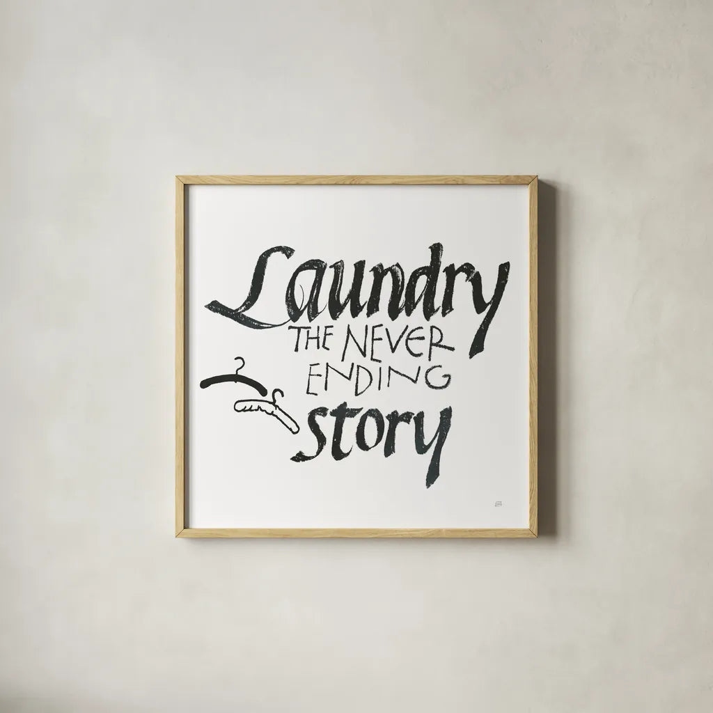 Laundry Room II White by Chris Paschke. Shown in a natural wood glass frame for a timeless modern aesthetic. Available as an archival giclee rolled canvas, fine art paper, or poster print. SKU 65516a.