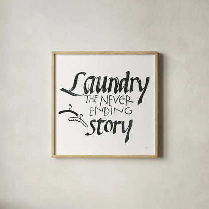 Laundry Room II White by Chris Paschke. Shown in a natural wood glass frame for a timeless modern aesthetic. Available as an archival giclee rolled canvas, fine art paper, or poster print. SKU 65516a.