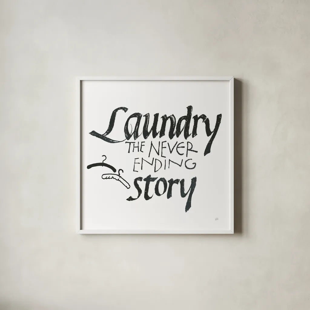 Laundry Room II White by Chris Paschke. Shown in a crisp white glass frame for a clean and minimalist style. Available as an archival giclee rolled canvas, fine art paper, or poster print. SKU 65516a.