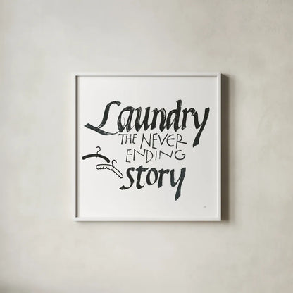 Laundry Room II White by Chris Paschke. Shown in a crisp white glass frame for a clean and minimalist style. Available as an archival giclee rolled canvas, fine art paper, or poster print. SKU 65516a.