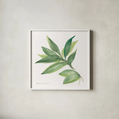 Laurel Bay by Chris Paschke. Shown in a crisp white glass frame for a clean and minimalist style. Available as an archival giclee rolled canvas, fine art paper, or poster print. SKU 27519a.