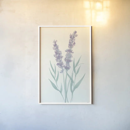 Lavender I by Chris Paschke. shown as a paper print in a white frame. Available as a archival giclee rolled canvas, fine art paper, or poster print. SKU 55075h.