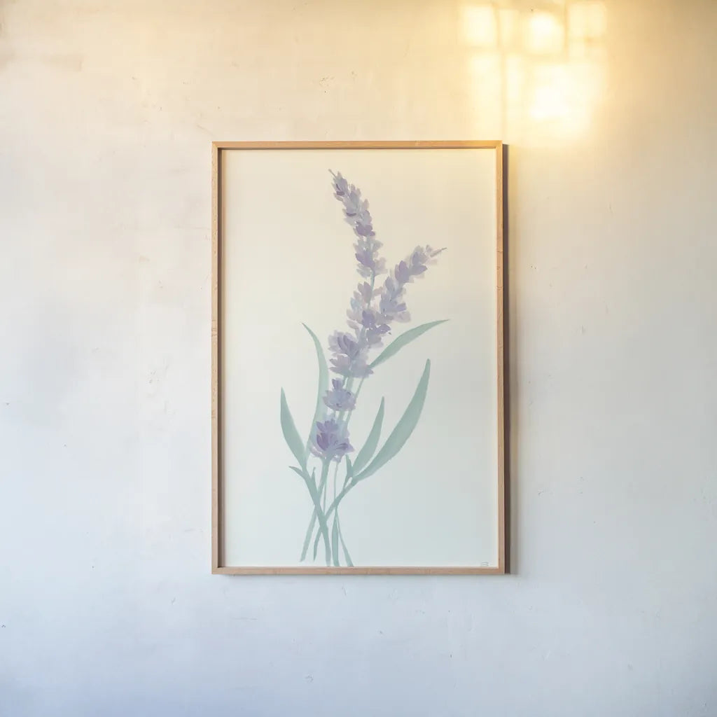Lavender II by Chris Paschke. shown as a paper print in a natural frame. Available as a archival giclee rolled canvas, fine art paper, or poster print. SKU 55076h.