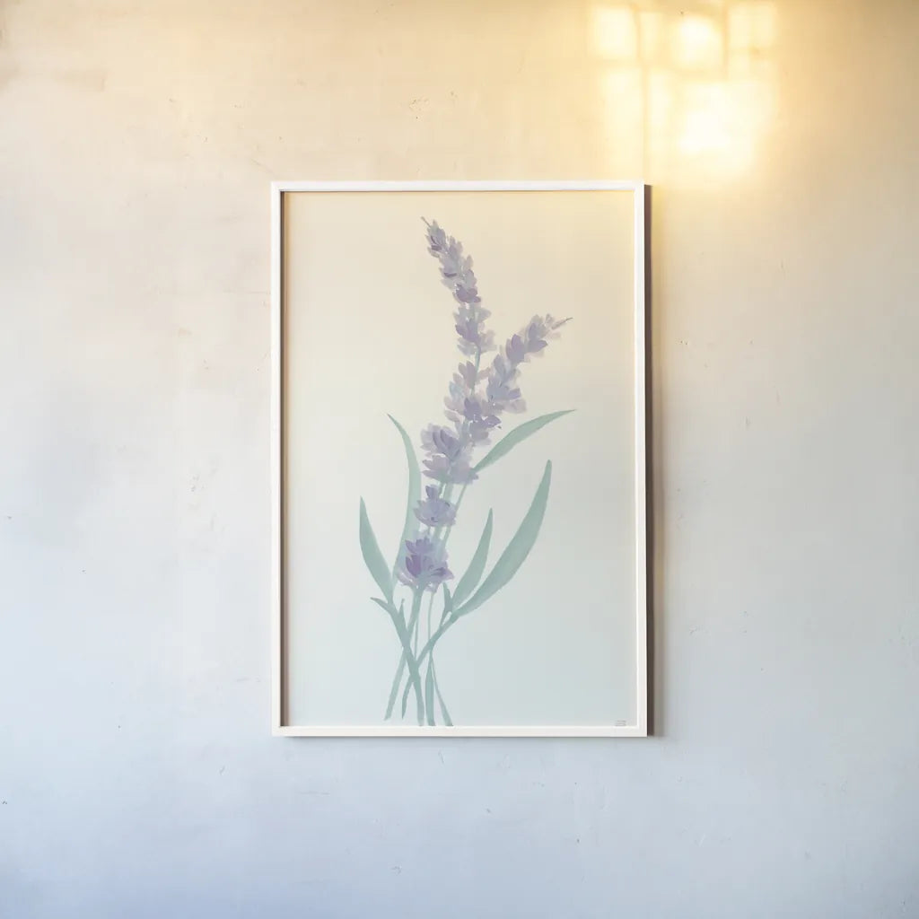 Lavender II by Chris Paschke. shown as a paper print in a white frame. Available as a archival giclee rolled canvas, fine art paper, or poster print. SKU 55076h.