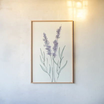 Lavender III by Chris Paschke. shown as a paper print in a natural frame. Available as a archival giclee rolled canvas, fine art paper, or poster print. SKU 55077h.