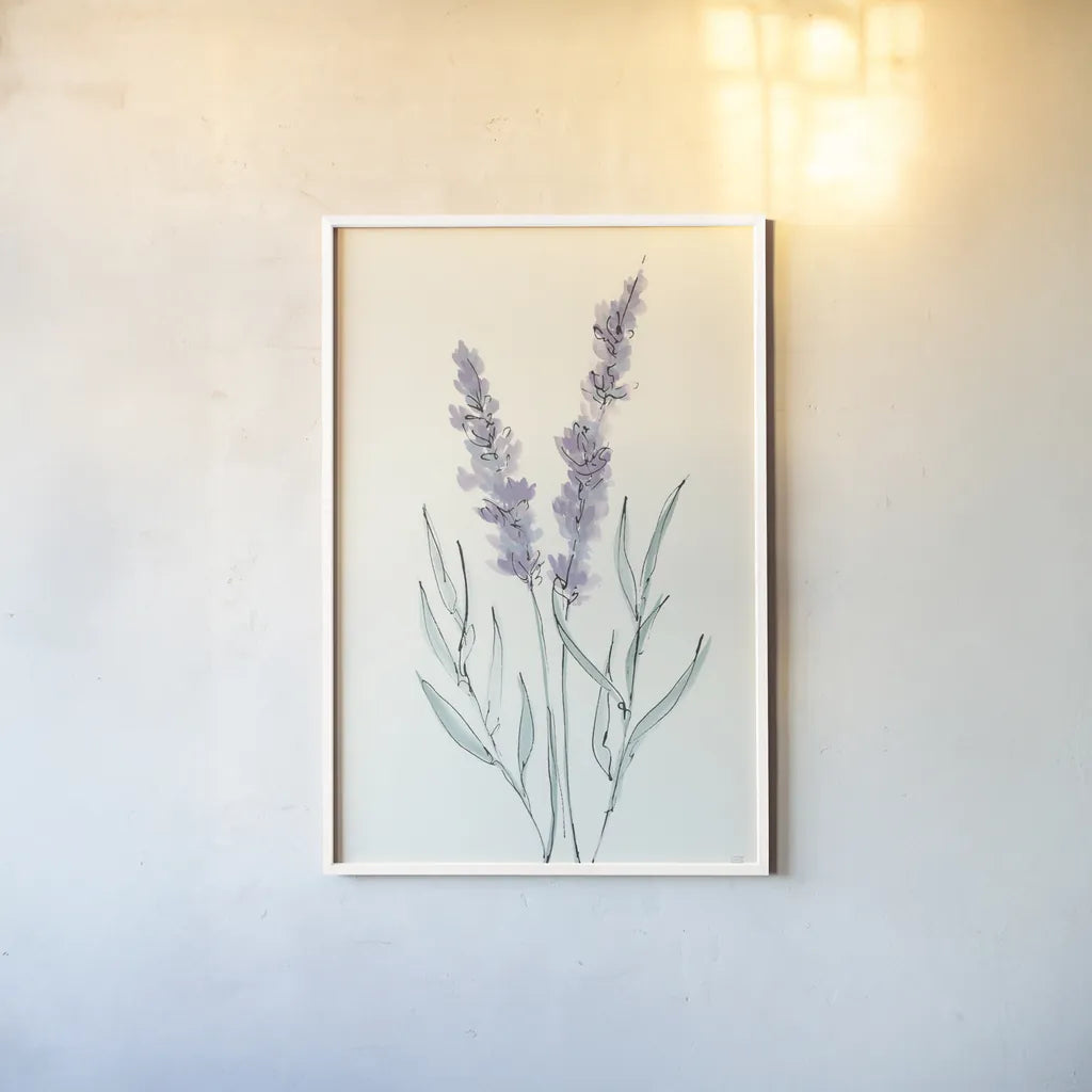 Lavender III by Chris Paschke. shown as a paper print in a white frame. Available as a archival giclee rolled canvas, fine art paper, or poster print. SKU 55077h.