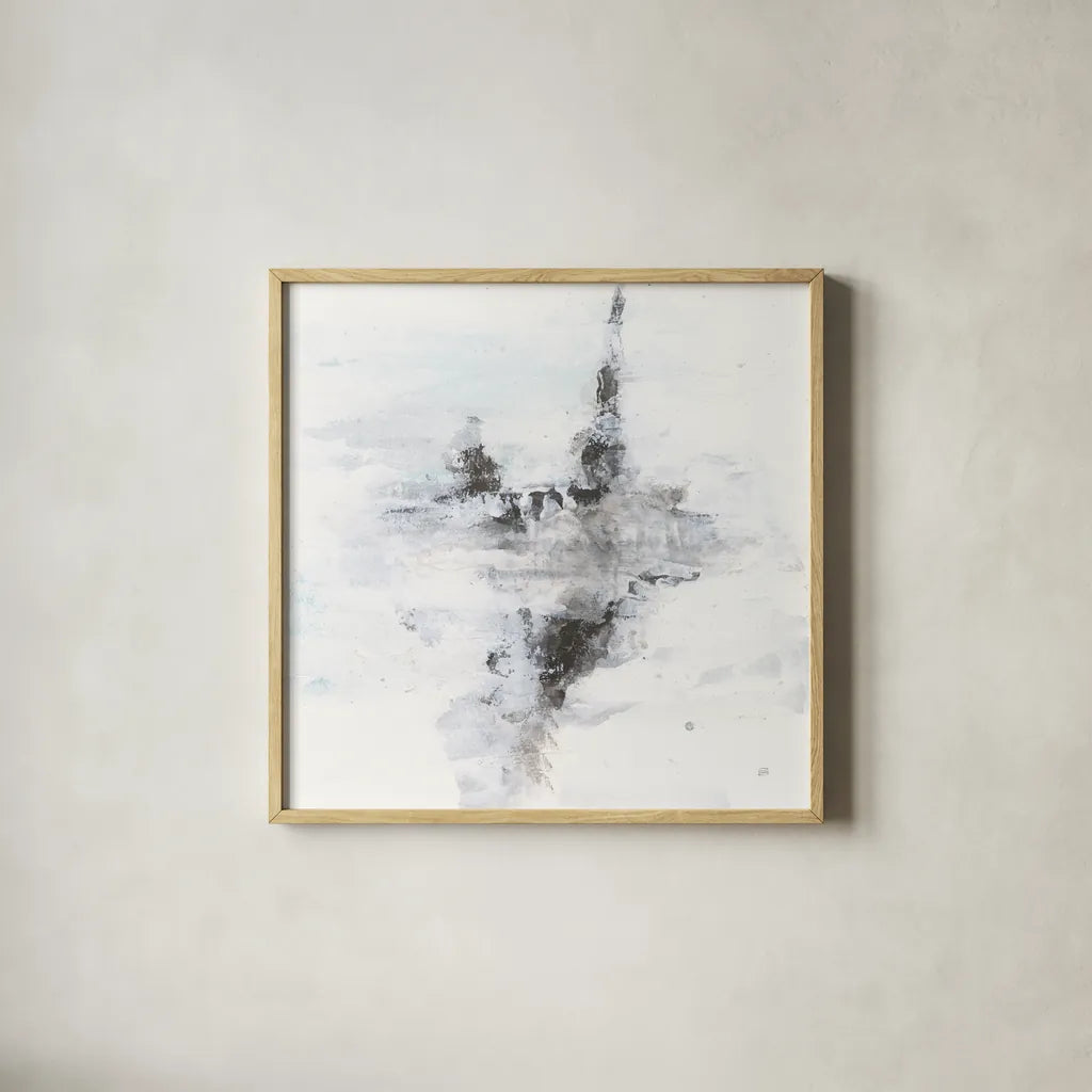 Layered Thinking II by Chris Paschke. Shown in a natural wood glass frame for a timeless modern aesthetic. Available as an archival giclee rolled canvas, fine art paper, or poster print. SKU 71886a.