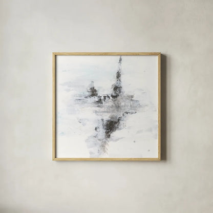 Layered Thinking II by Chris Paschke. Shown in a natural wood glass frame for a timeless modern aesthetic. Available as an archival giclee rolled canvas, fine art paper, or poster print. SKU 71886a.