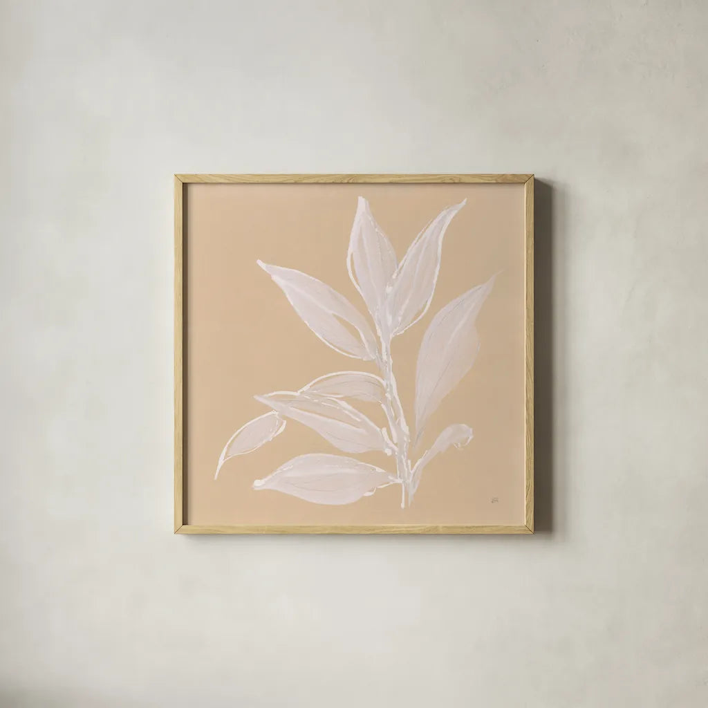 Leaf Study I by Chris Paschke. Shown in a natural wood glass frame for a timeless modern aesthetic. Available as an archival giclee rolled canvas, fine art paper, or poster print. SKU 66772a.