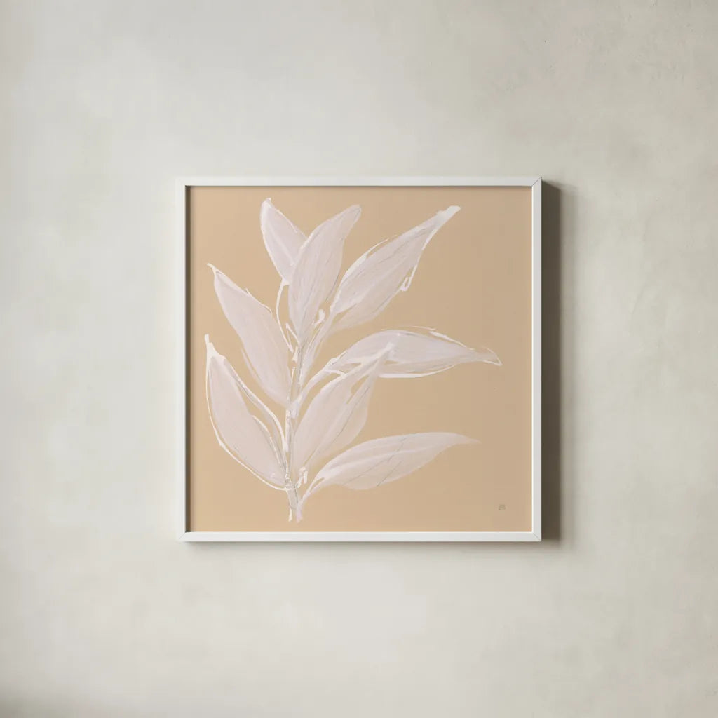 Leaf Study II by Chris Paschke. Shown in a crisp white glass frame for a clean and minimalist style. Available as an archival giclee rolled canvas, fine art paper, or poster print. SKU 66773a.