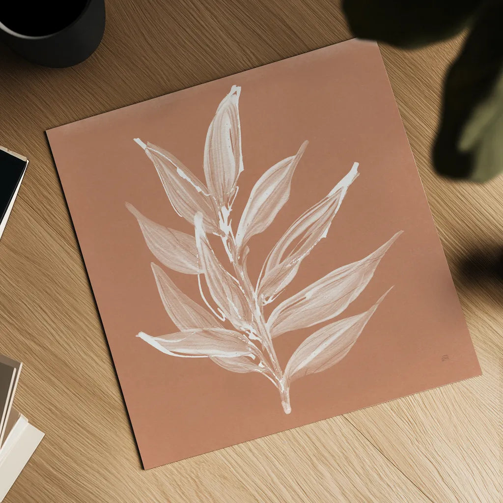 Leaf Study IV Pheasant by Chris Paschke. Shown as a detailed flat fine art print, highlighting archival giclee quality. Available as an archival giclee rolled canvas, fine art paper, or poster print. SKU 68931a.