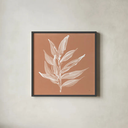 Leaf Study IV Pheasant by Chris Paschke. Shown in a sleek black glass frame for a contemporary gallery look. Available as an archival giclee rolled canvas, fine art paper, or poster print. SKU 68931a.