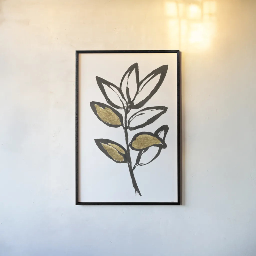 Leafed IX by Chris Paschke. shown as a paper print in a black flame. Available as a archival giclee rolled canvas, fine art paper, or poster print. SKU 64204h.