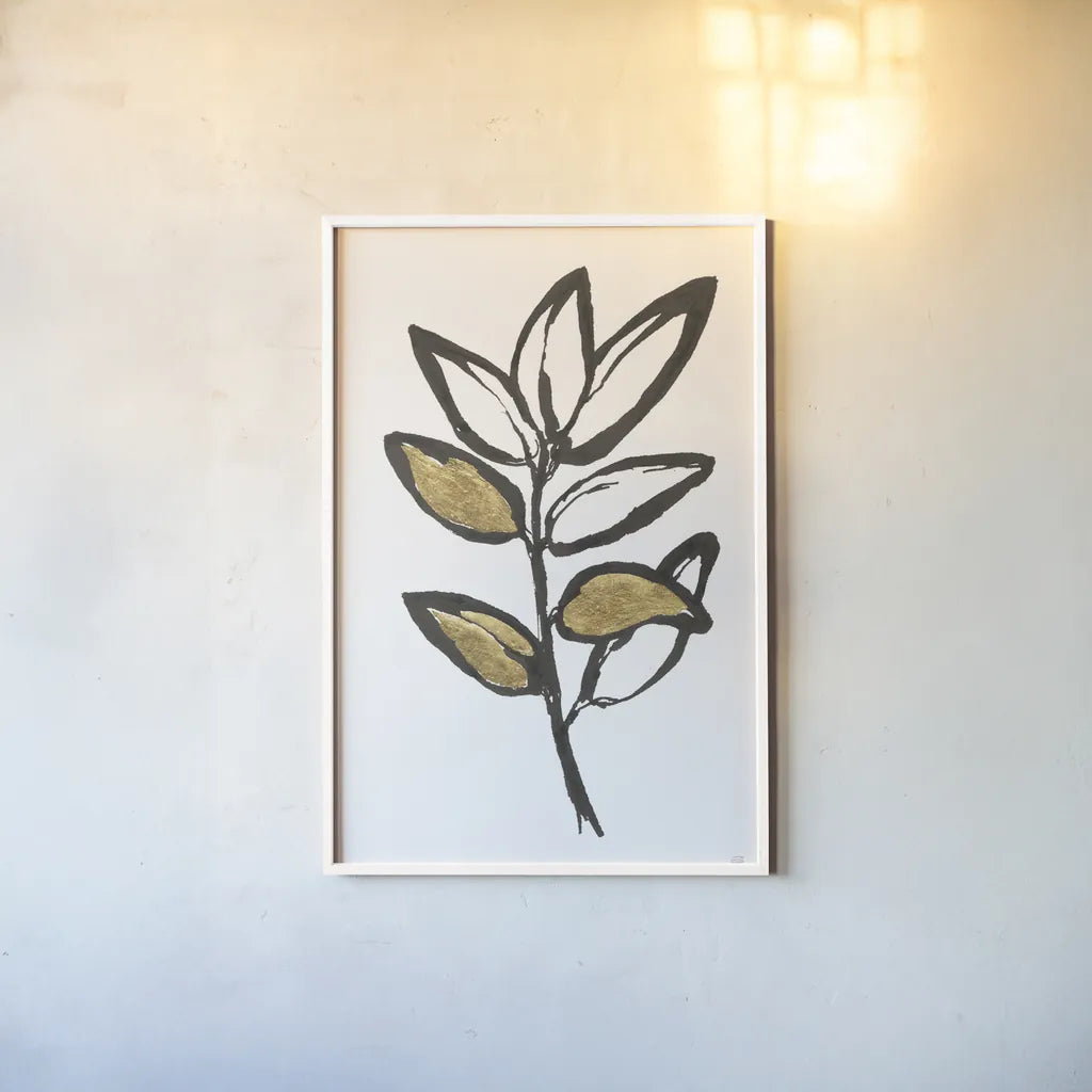 Leafed IX by Chris Paschke. shown as a paper print in a white frame. Available as a archival giclee rolled canvas, fine art paper, or poster print. SKU 64204h.