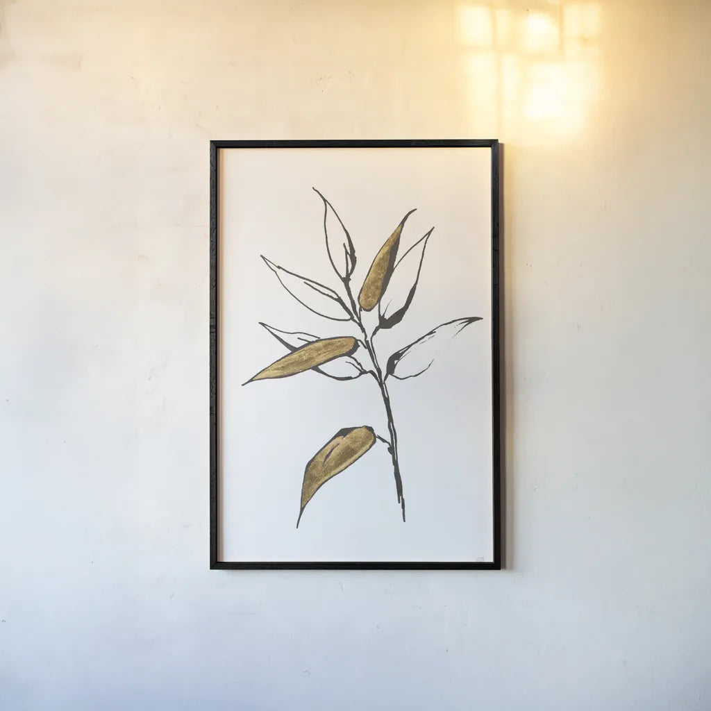 Leafed V by Chris Paschke. shown as a paper print in a black flame. Available as a archival giclee rolled canvas, fine art paper, or poster print. SKU 64200h.